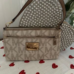 MICHAEL Michael Kors Beige and Brown Logo Crossbody Bag